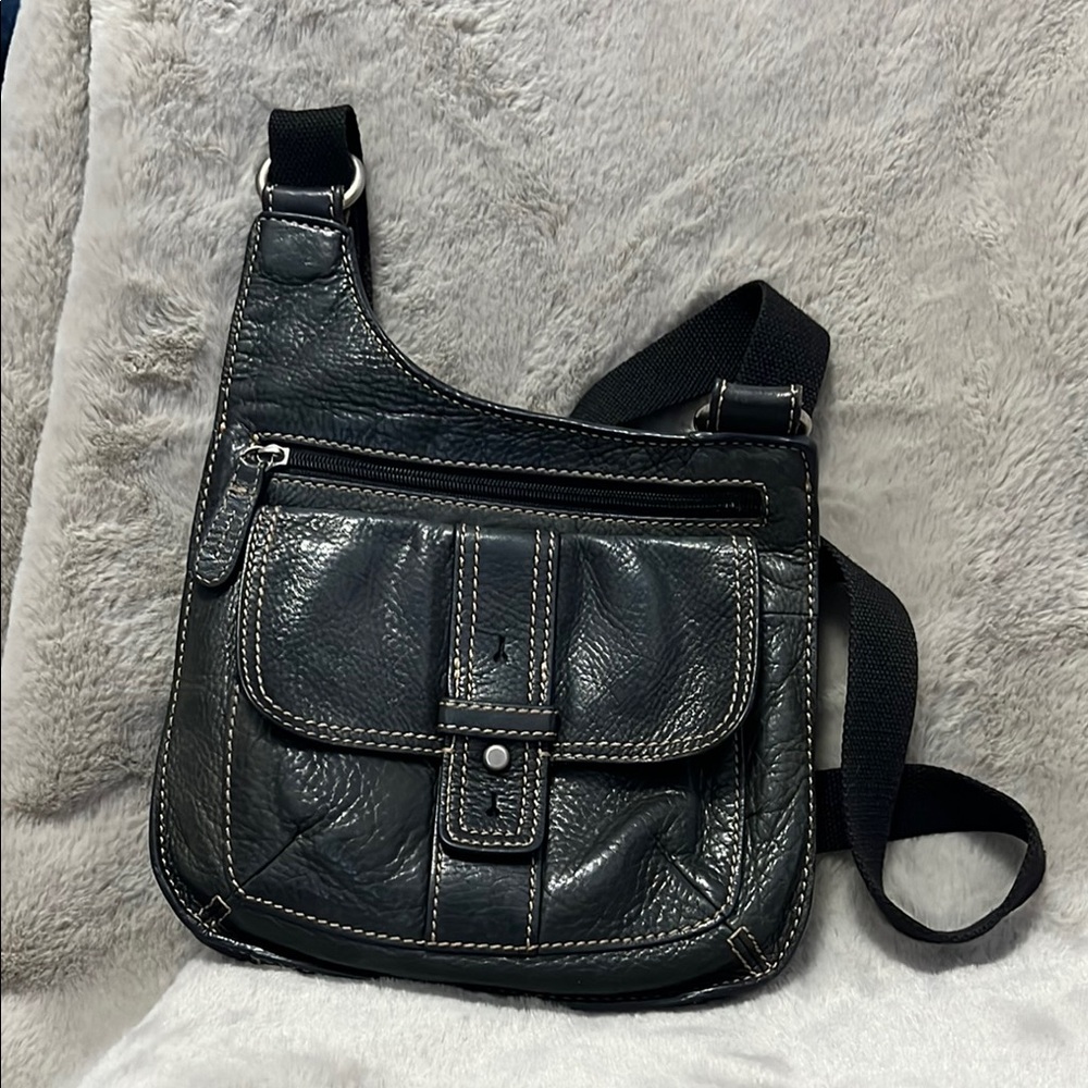 Fossil Black Leather Crossbody Bag